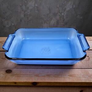 Anchor Hocking Cobalt Blue Glass Baking Dish 2 Qt Rectangular Oven Pan USA